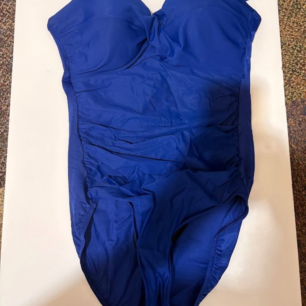 Miraclesuit Navy One-Piece Swimsuit Tummy Control Size 12